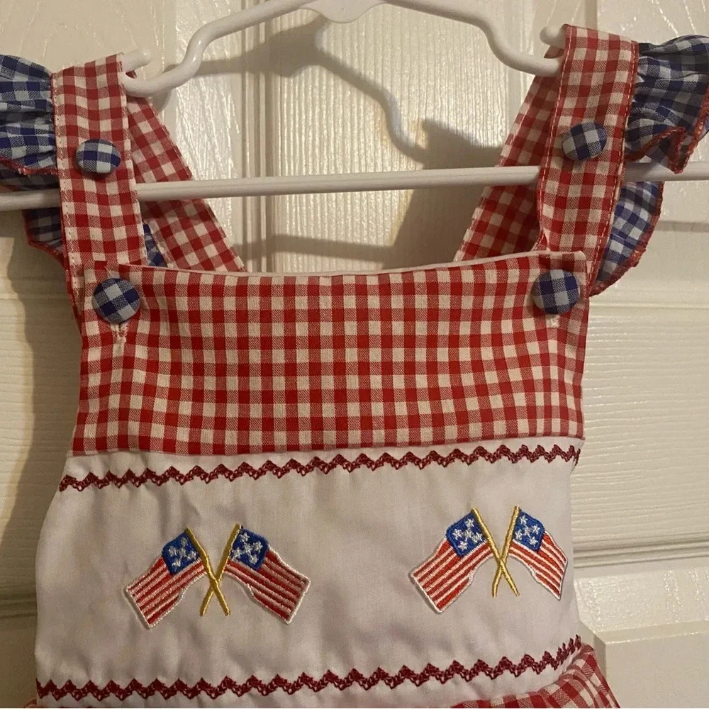 New American Flag Ruffle Butt Romper